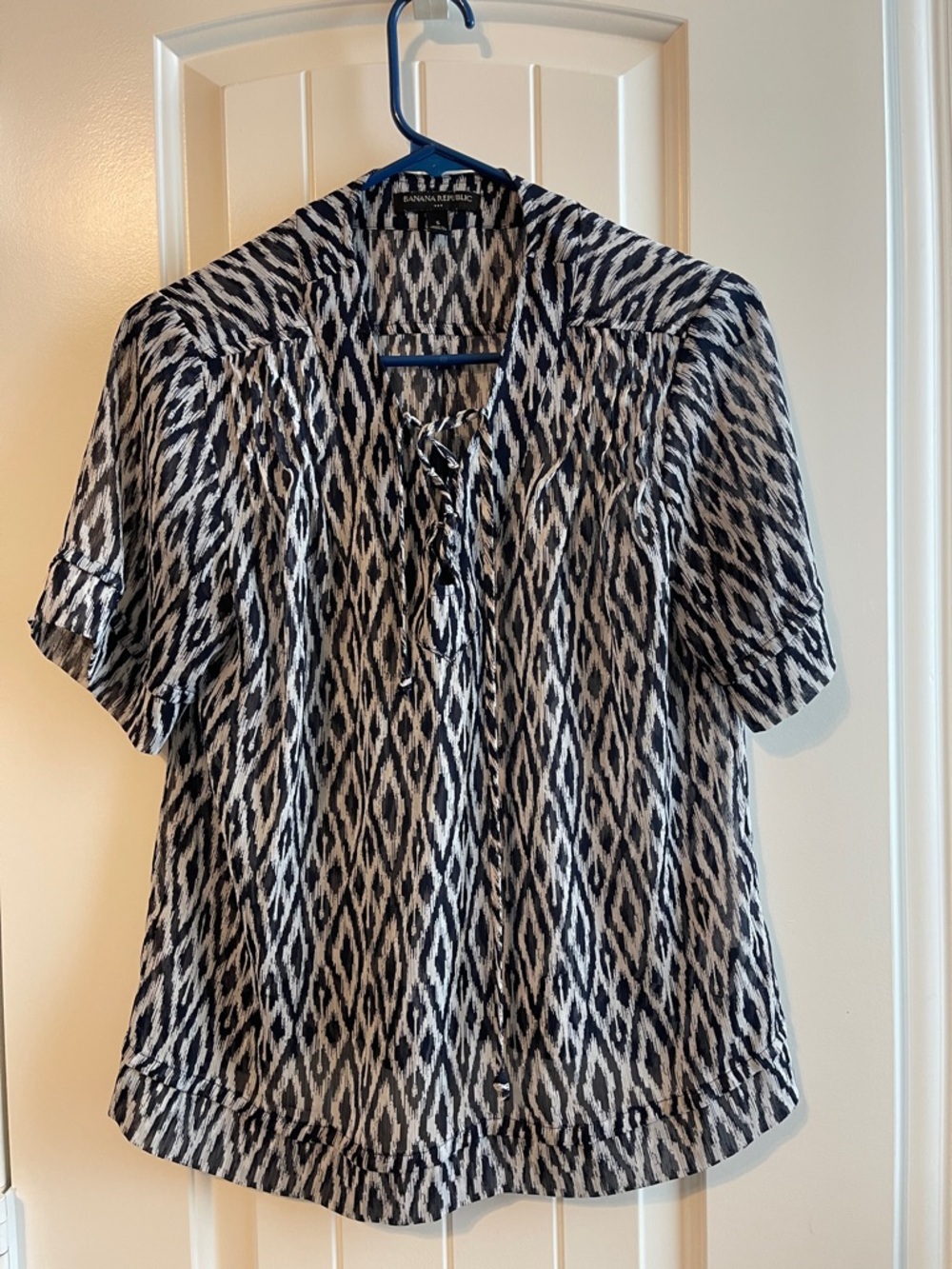 Banana Republic Black and White Ikat Print Blouse